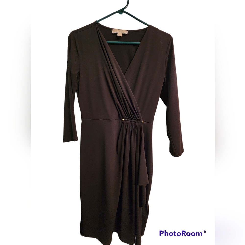 Womens  MICHAEL KORS MK Black Wrapped Dress XS Extra Small